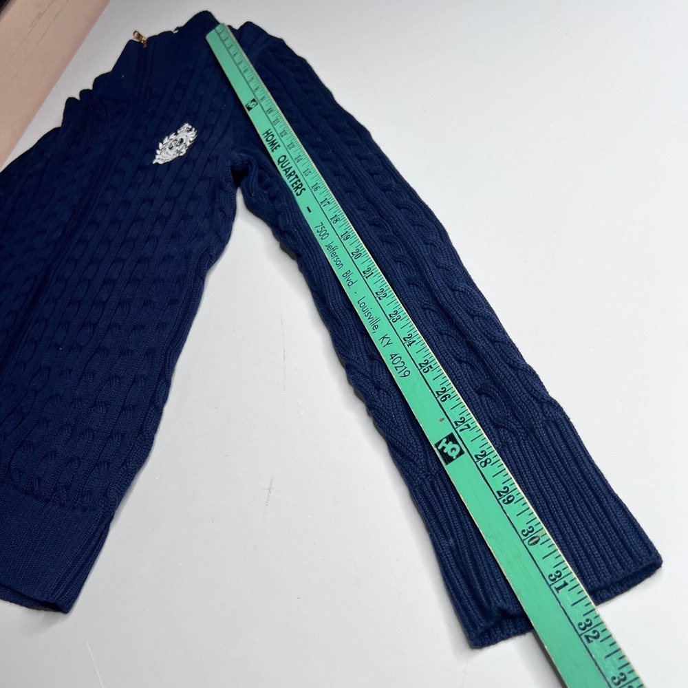 Lauren Active Ralph Lauren Navy Blue‎ Cable Knit Full Zip Crest Sweater XL - Picture 2 of 7